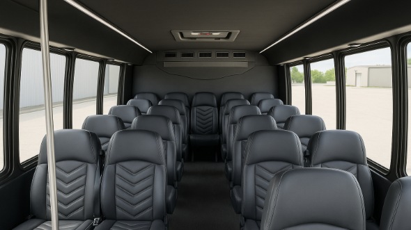 Interior of Charter Bus Company East Orange's 25 Passenger Mini bus in East Orange