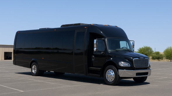 Exterior of Charter Bus Company East Orange's 28 Passenger Mini bus in East Orange