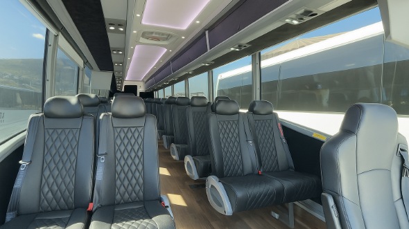 Interior of Charter Bus Company East Orange's 28 Passenger Mini bus in East Orange
