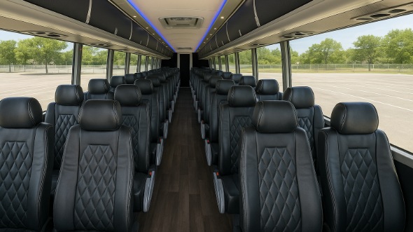 Interior of Charter Bus Company East Orange's 50 Passenger Charter Bus in East Orange
