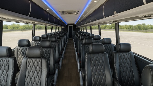 Interior of Charter Bus Company East Orange's 55 Passenger Charter Bus in East Orange
