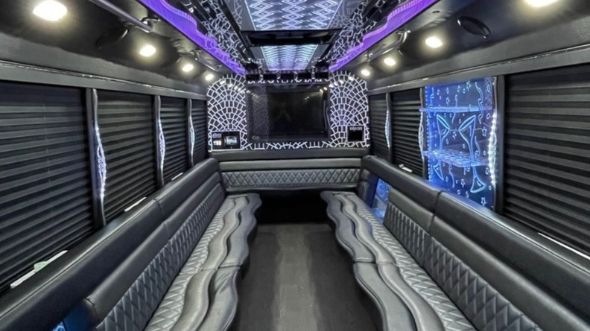 Interior of Charter Bus Company Elizabeth's Party Bus in Elizabeth