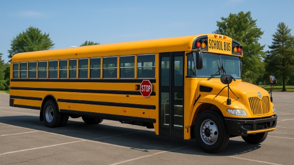 Exterior of Charter Bus Company East Orange's School Bus in East Orange