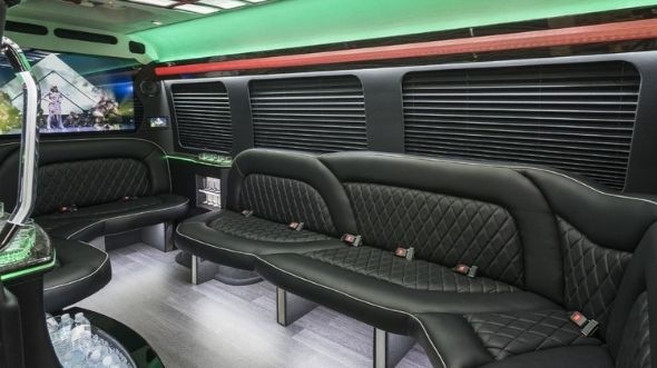 Interior of Charter Bus Company East Orange's Sprinter Limo in East Orange